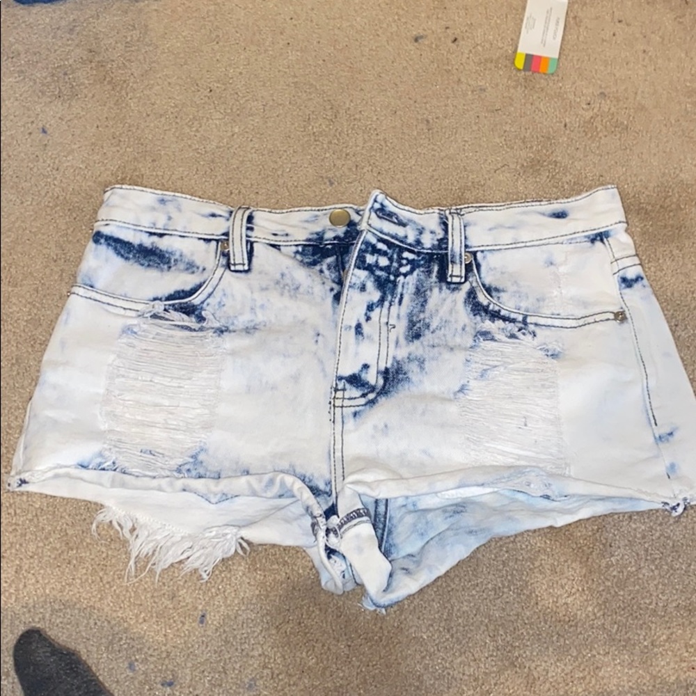 Tie Dye Frayed Jean Shorts